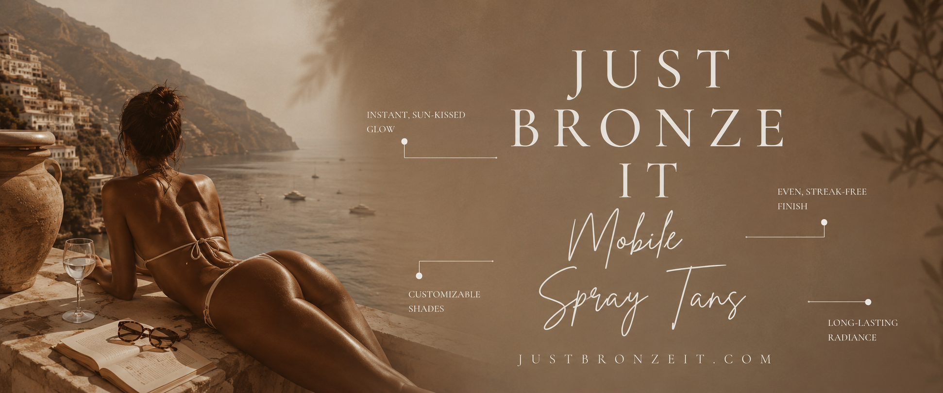 Just Bronze It — mobile spray tans, overlooking the Amalfi coast